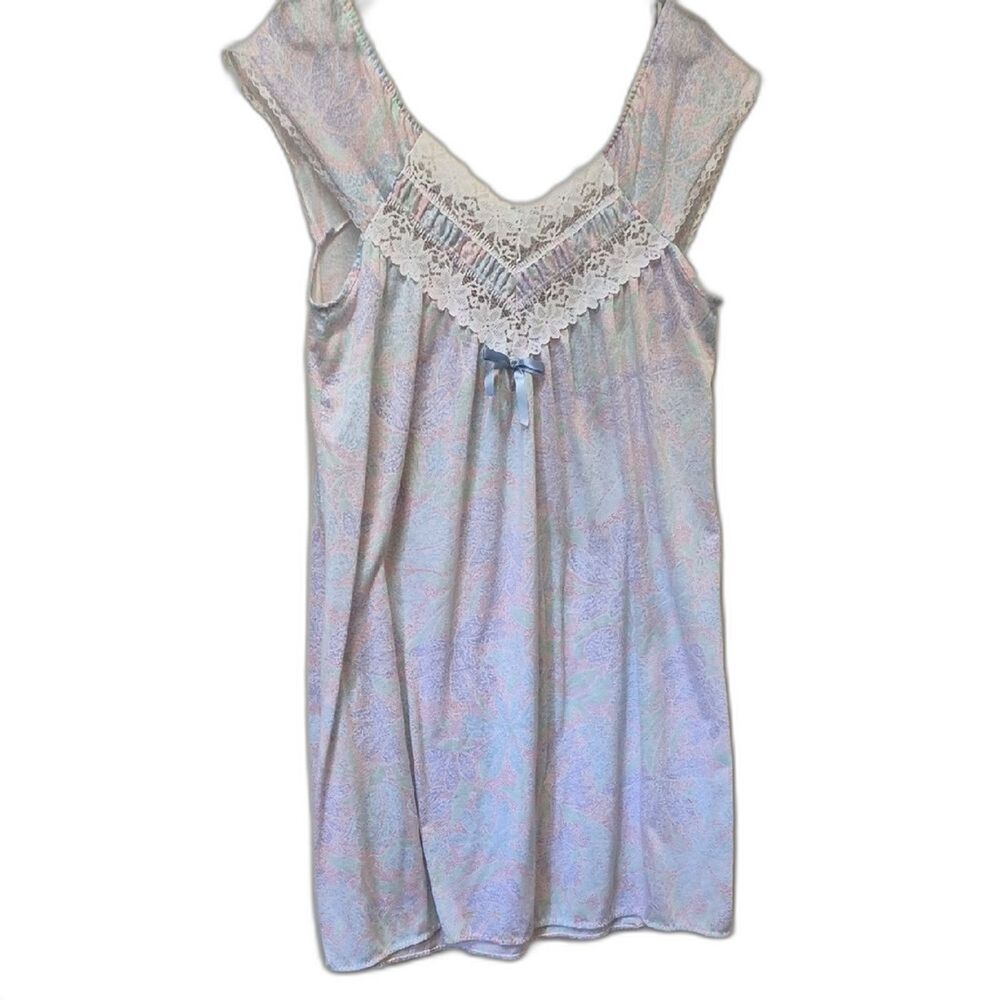 Vintage Bernet Floral Lace Nightie S Cottagecore Coquette Chemise Slip Dress - Picture 1 of 9